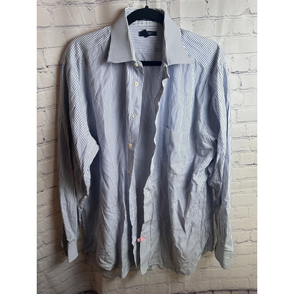 Burberry London Striped Dress Shirt 2-Ply Cotton Button Down 16 1/2 34